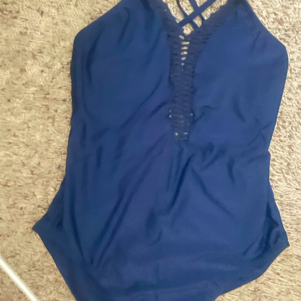 Navy blue one piece swimsuit